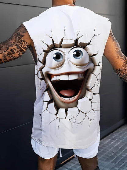 Men's Casual Sleeveless T-Shirt - 3D Printed Cartoon Design for Summer Fun - Buy Center US