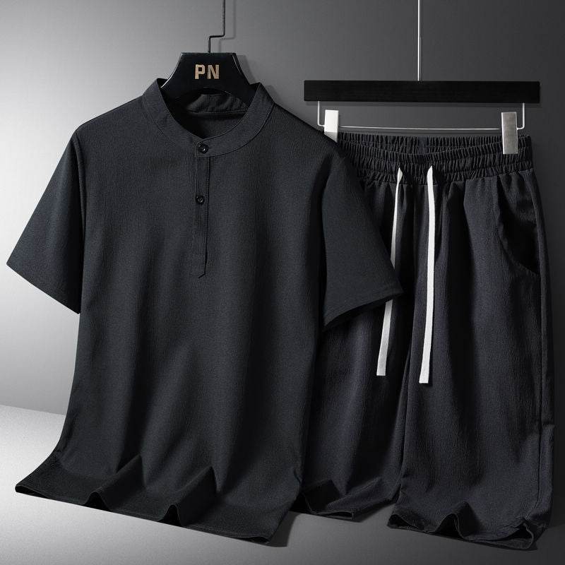Buycenter Men’s Casual Cotton-Linen Shorts Set - Short Sleeve, Multiple Sizes - Buy Center US