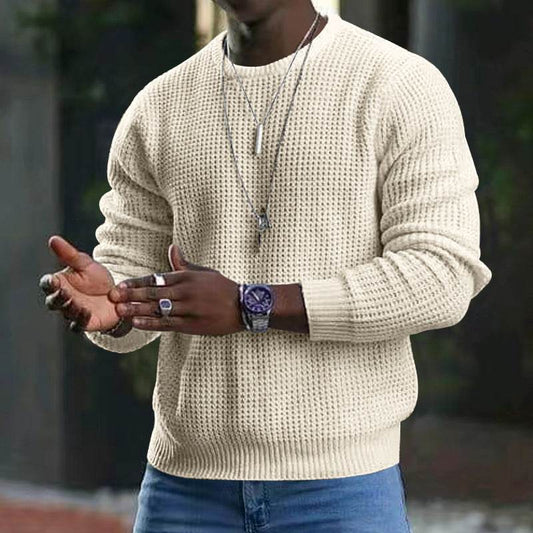 Buycenter Men's Round Neck Long Sleeve Pullover Sweater - Loose Fit - Buy Center US
