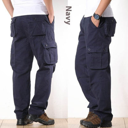 Buycenter Multi-Pocket Men's Casual Pants - Loose Fit & Stone Washed - Buy Center US