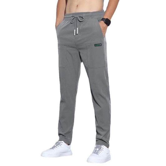 Ice Silk Men's Casual Business Pants - Elastic High-Waist, Straight Leg - Buy Center US