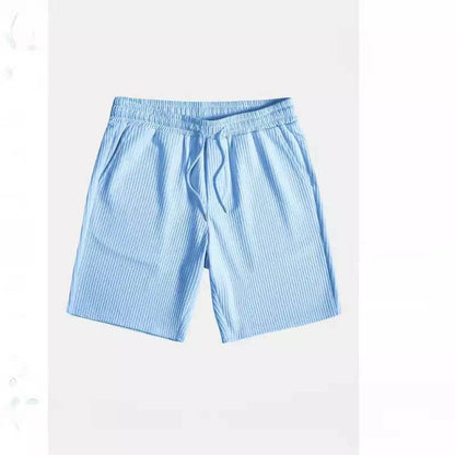 Buycenter Men's Casual Beachwear Set - Stripe Short Sleeve & Shorts - Buy Center US
