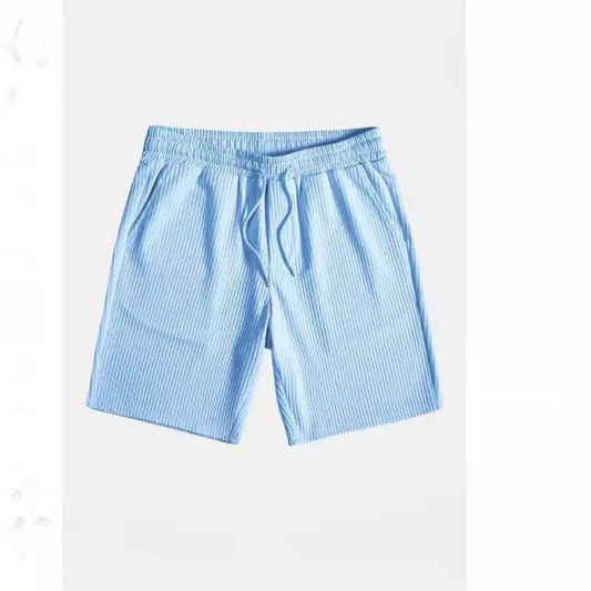 Buycenter Men's Casual Beachwear Set - Stripe Short Sleeve & Shorts - Buy Center US
