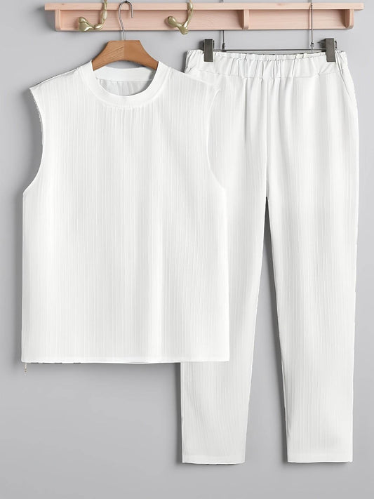 Men's Casual Sleeveless Crew Neck T-Shirt & Pants Set - Summer Style - Buy Center US