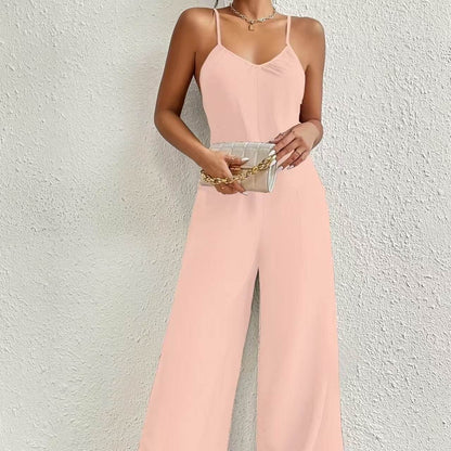 Ladies' Sexy Cross Suspender Jumpsuit - Solid Color, Sleeveless Design - Buy Center US