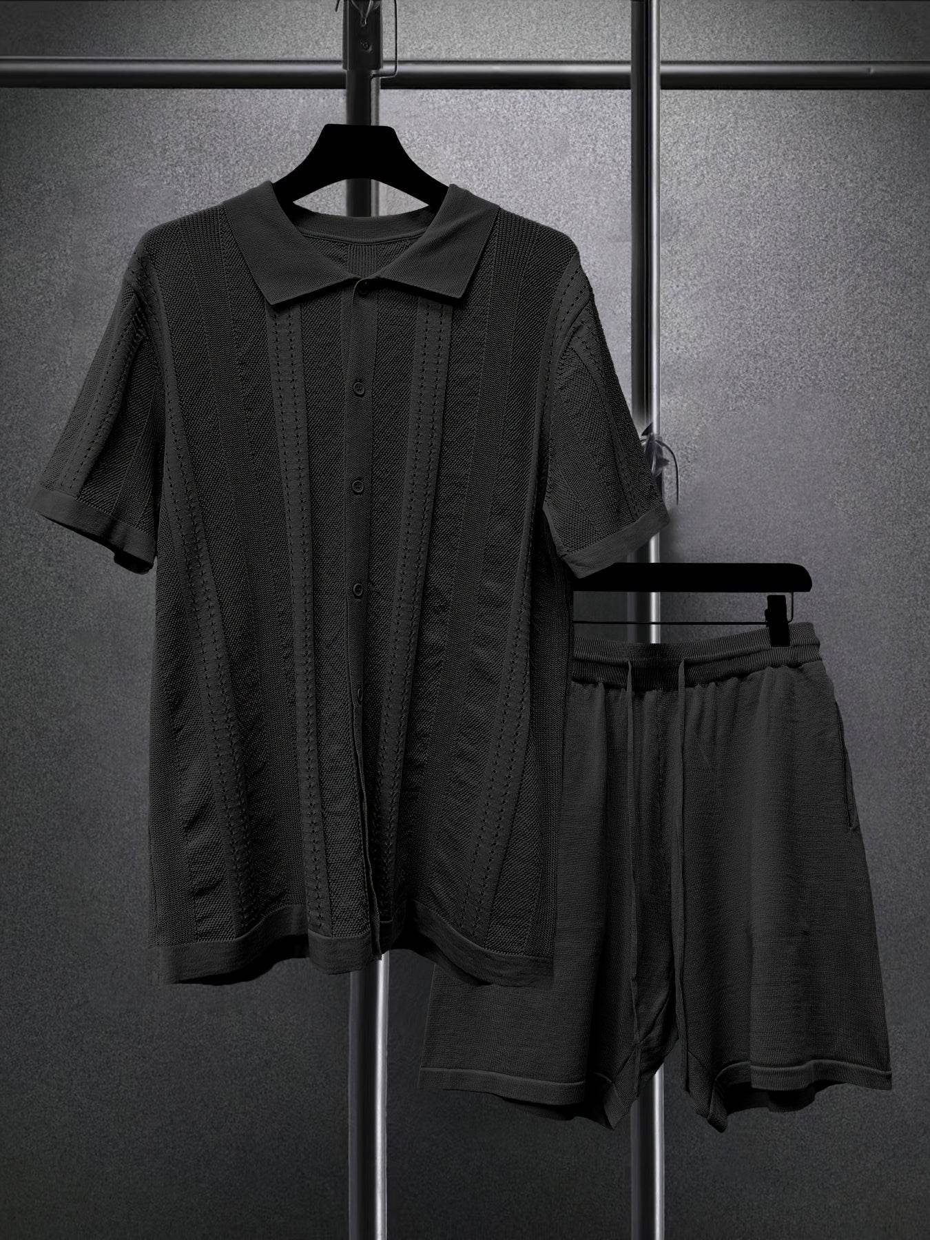 Men's Short-Sleeved Shirt and Shorts Suit - Casual Spring Fashion Set - Buy Center US