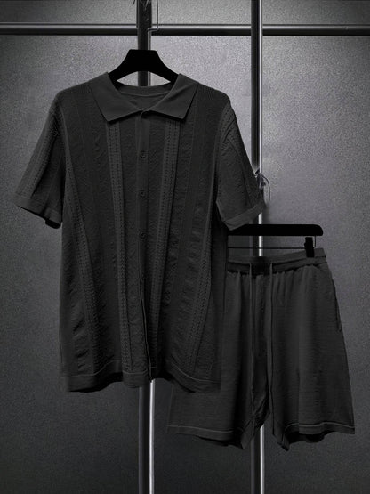 Men's Short-Sleeved Shirt and Shorts Suit - Casual Spring Fashion Set - Buy Center US