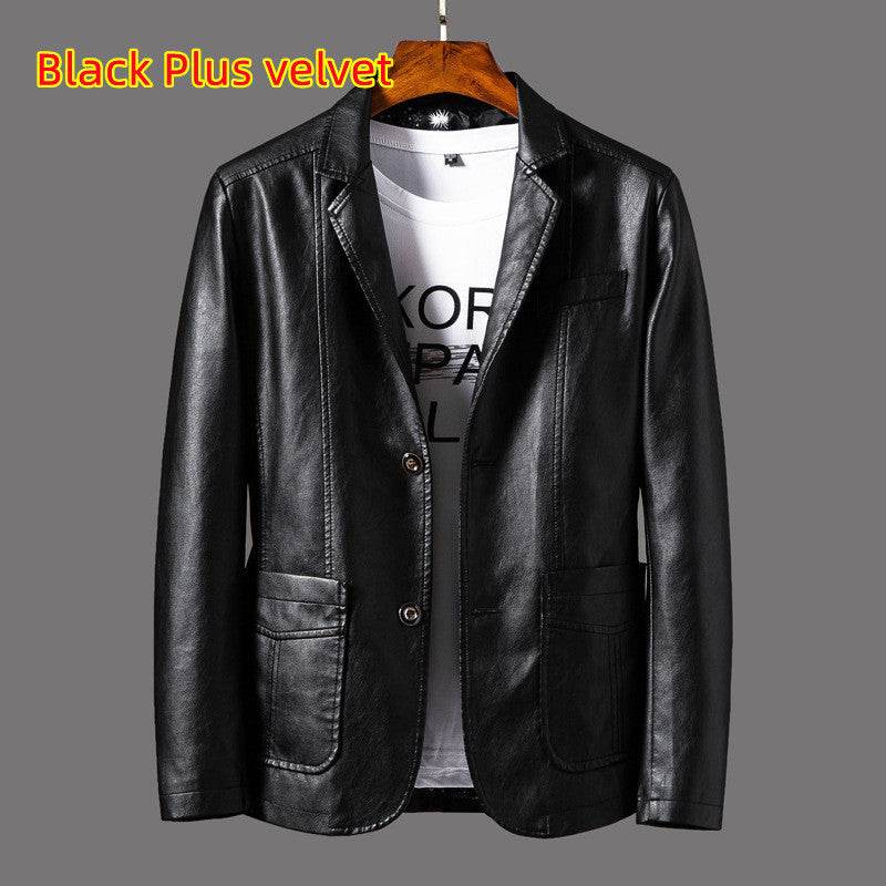 Buycenter Men's Leather Jacket - Stylish Autumn Thin Lapel, Multi-Pocket - Buy Center US