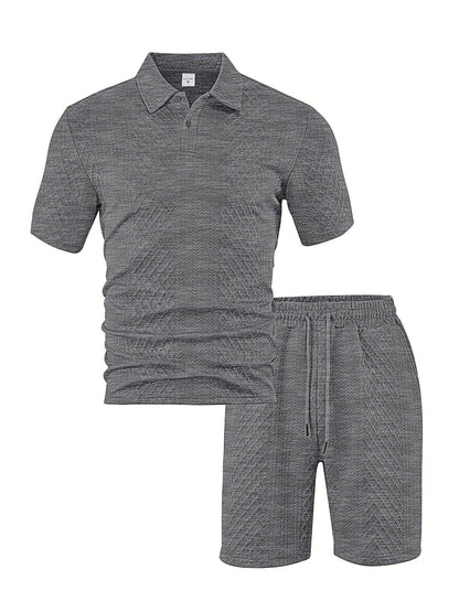 Men's Summer Jacquard Two-Piece Set - Casual Short Sleeve Sports Outfit - Buy Center US