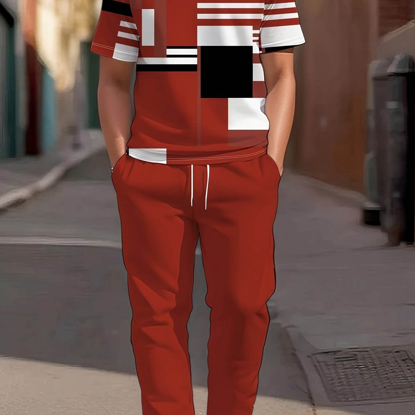 Men's Casual Two-Piece Suit - Short-Sleeved Trousers & Top Set - Buy Center US