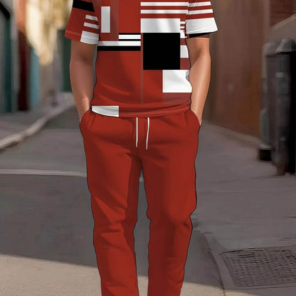 Men's Casual Two-Piece Suit - Short-Sleeved Trousers & Top Set - Buy Center US