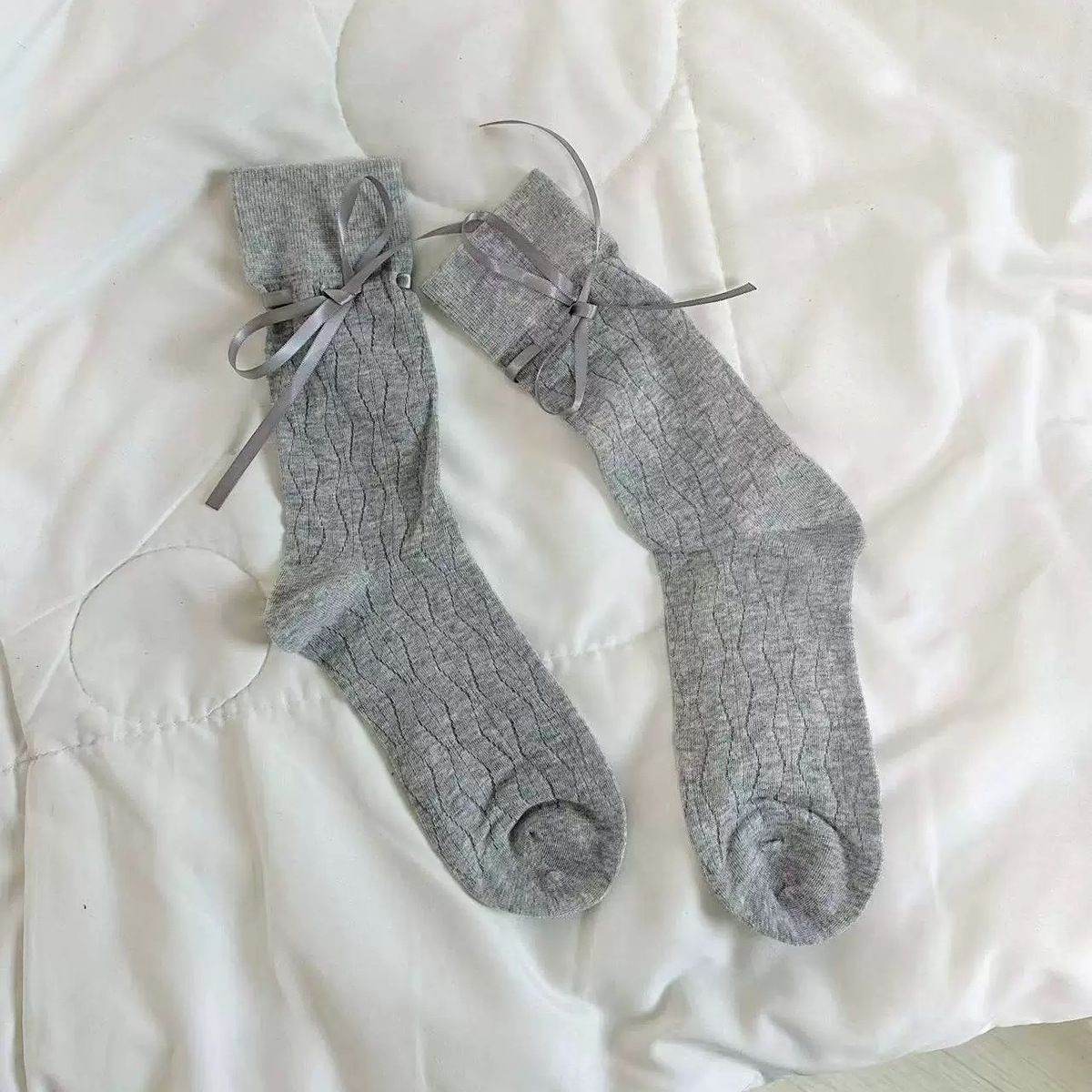 Women’s Mid-Calf Socks with Bow Strap - Stylish and Comfortable - Buy Center US