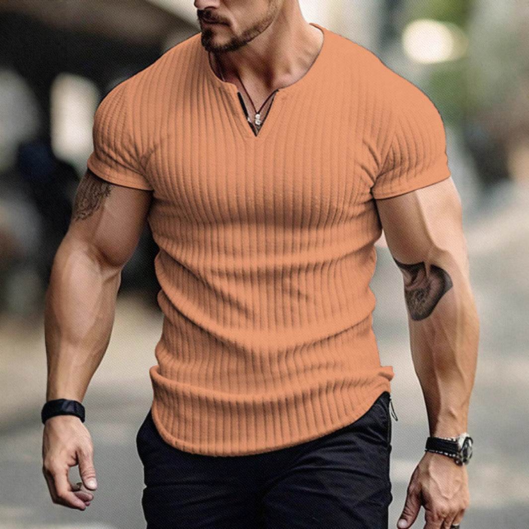 Sports Slim-Fitting Men's Short Sleeve Shirt - Stylish Stripes in Multiple Colors - Buy Center US