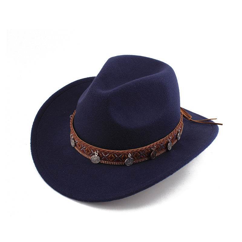 Woolen Cowboy Hat for Men & Women - Adjustable Ethnic Style Summer Accessory - Buy Center US