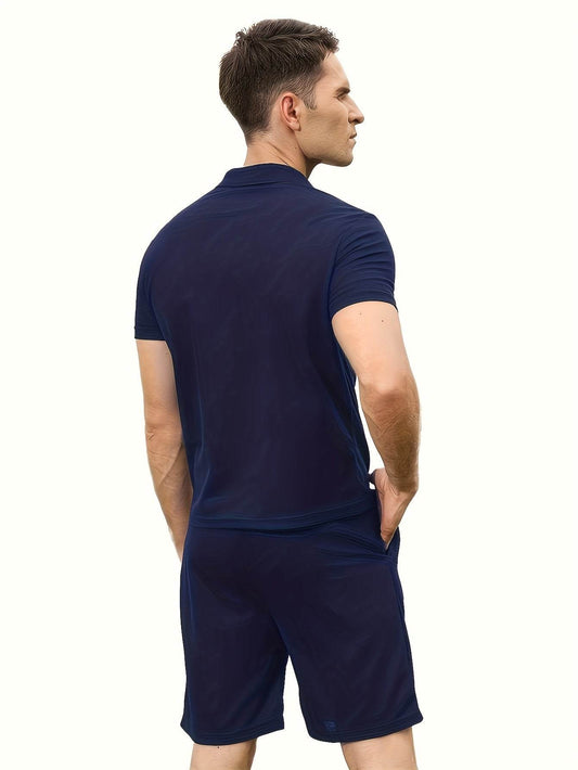 Men's Summer Polo Shirt and Shorts Set - Lightweight, Casual Fit - Buy Center US