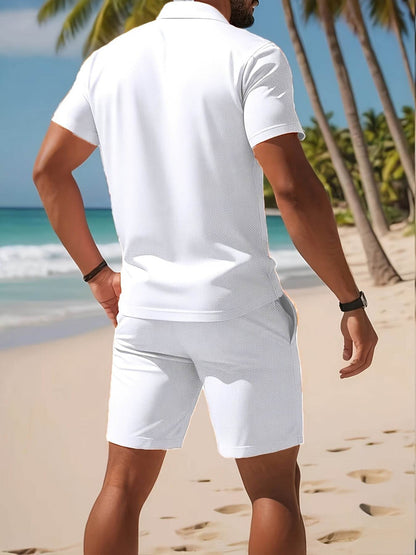Men's Casual Summer Polo & Shorts Set - Breathable Quick-Dry Fabric - Buy Center US