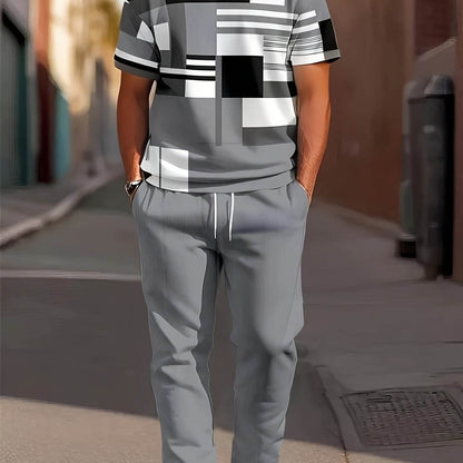 Men's Casual Two-Piece Suit - Short-Sleeved Trousers & Top Set - Buy Center US