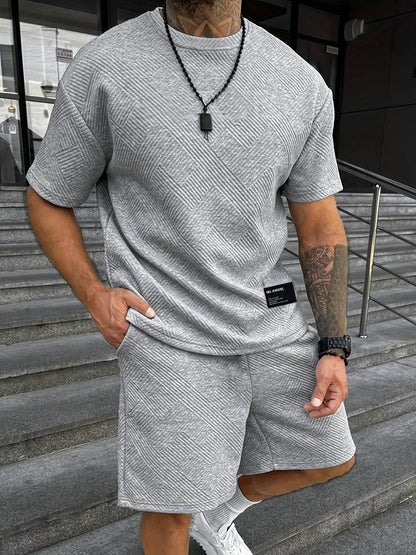 Men’s Vintage Two-Piece Set - Loose-Fit T-Shirt & Drawstring Shorts - Buy Center US