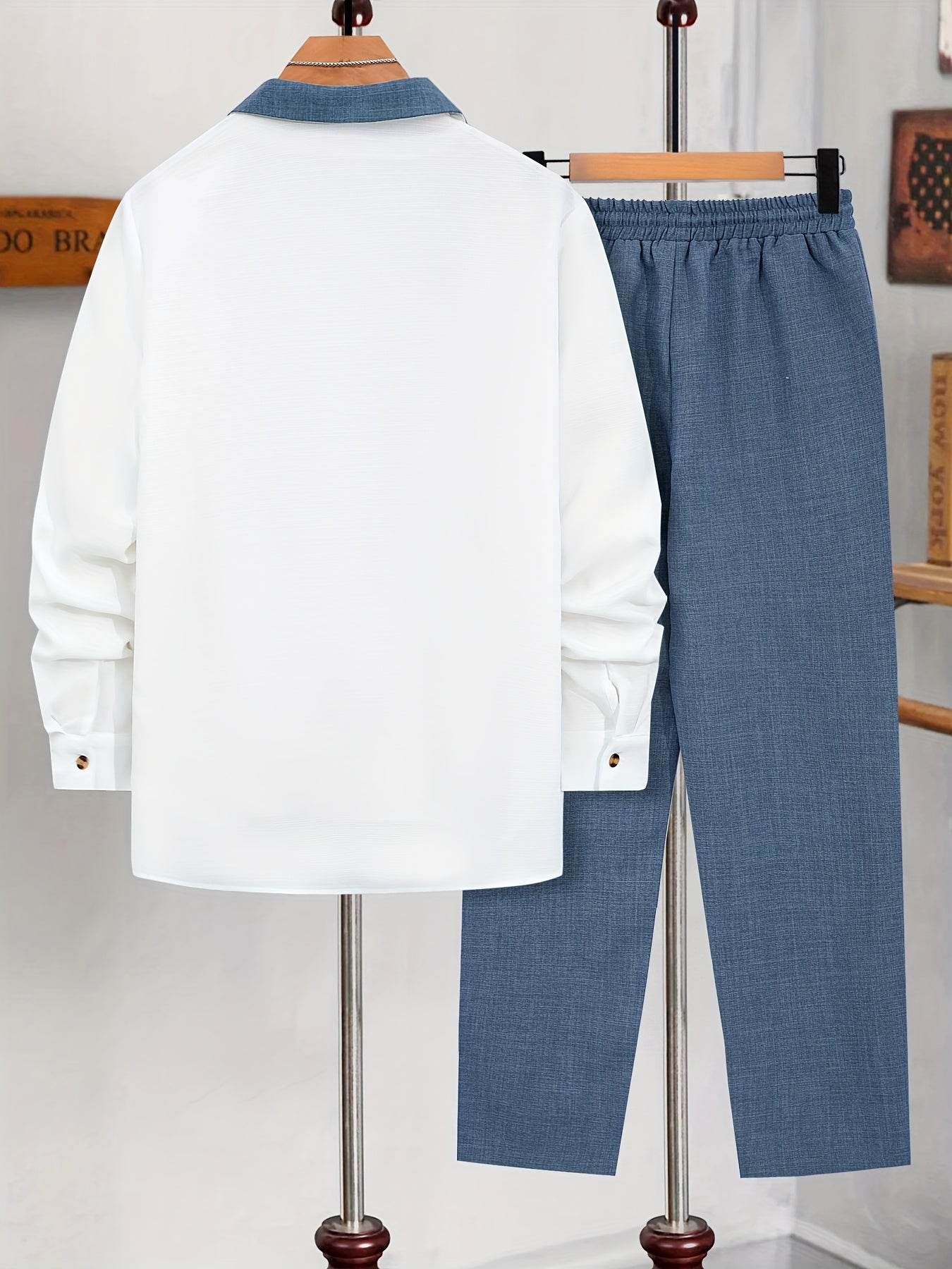 Casual Men's Fashion Suit Set - Lightweight Long Sleeve Trousers, Polyester - Buy Center US