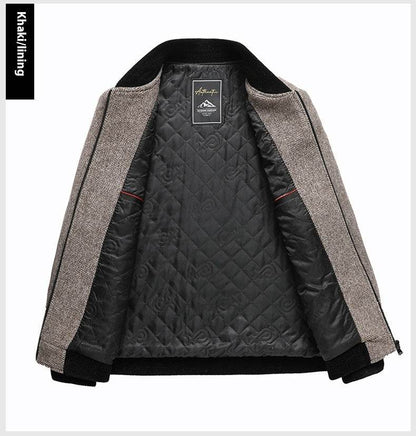Buycenter Business Casual Woolen Jacket - Thickening Zippered Collar, Men’s - Buy Center US