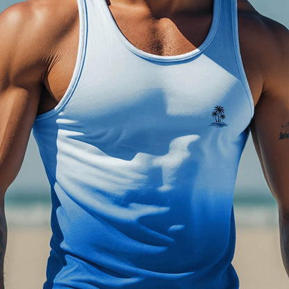 Men’s Gradient Tank Top - Casual Slim Fit, High Stretch Polyester - Buy Center US