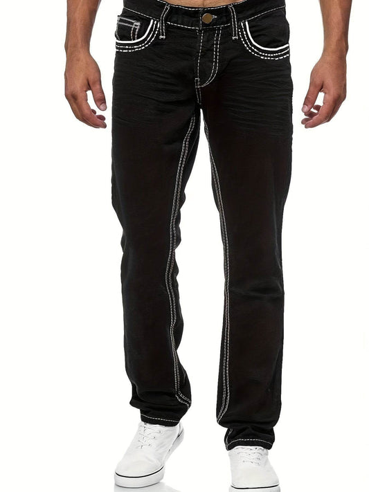 Men's Distressed Skinny Jeans - Medium Stretch Denim Pants for Casual Style - Buy Center US