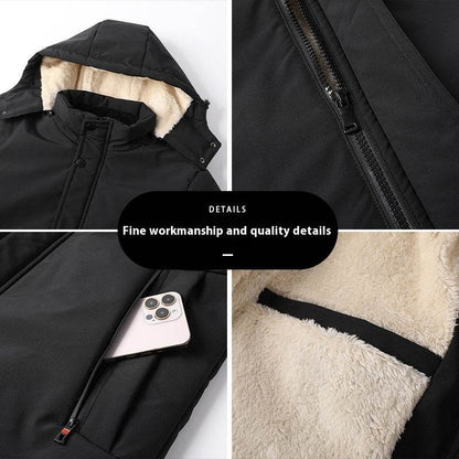 Buycenter Men's Winter Lambskin Jacket - Thickened & Warm Cotton Cardigan - Buy Center US