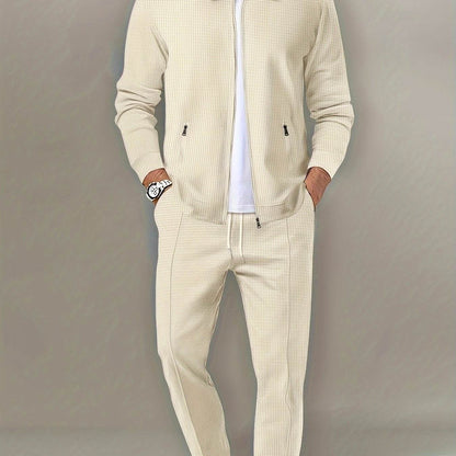 Casual September Jacket and Pants Set - Long Sleeve, Solid Color - Buy Center US