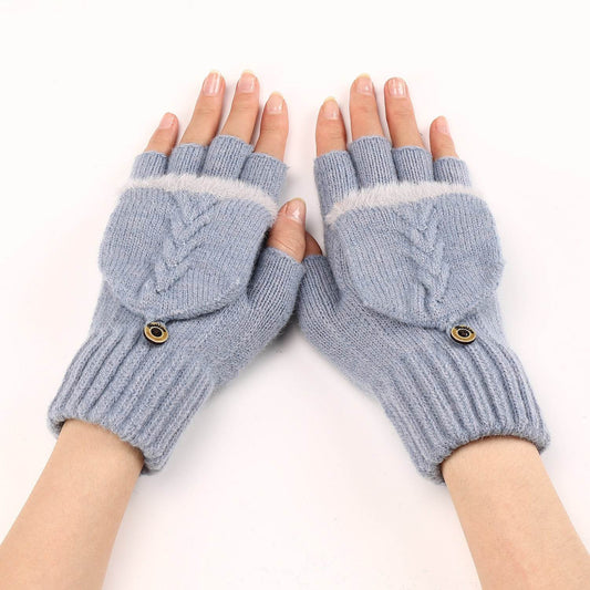 Women's Warm Wool Fingerless Gloves - Fashionable & Touchscreen Ready - Buy Center US