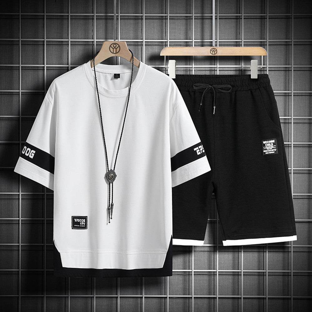 Men's Short Sleeve Loose Waffle Suit - Comfortable T-Shirt & Shorts Set - Buy Center US