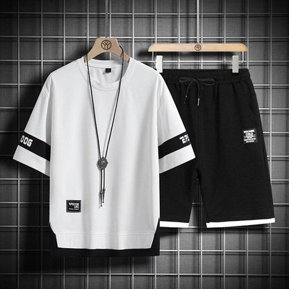 Men's Short Sleeve Loose Waffle Suit - Comfortable T-Shirt & Shorts Set - Buy Center US