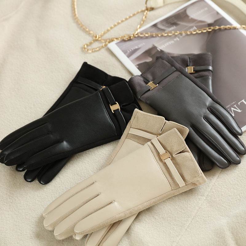 Women's Winter Suede Gloves - Warm, Touch Screen, Non-Slip Style - Buy Center US