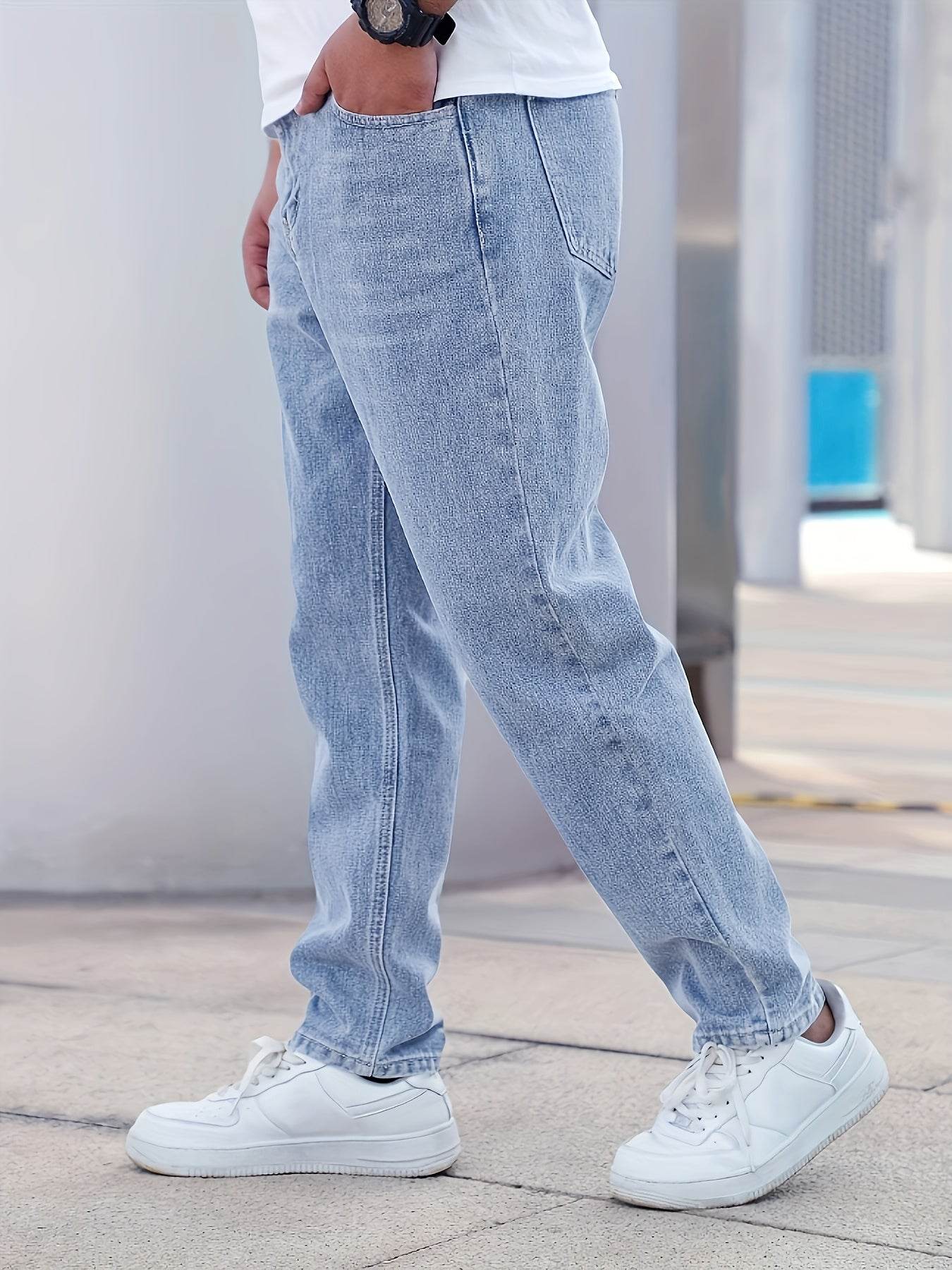 Classic Fit Cotton Blend Denim Jeans - Casual Street Style for Men - Buy Center US