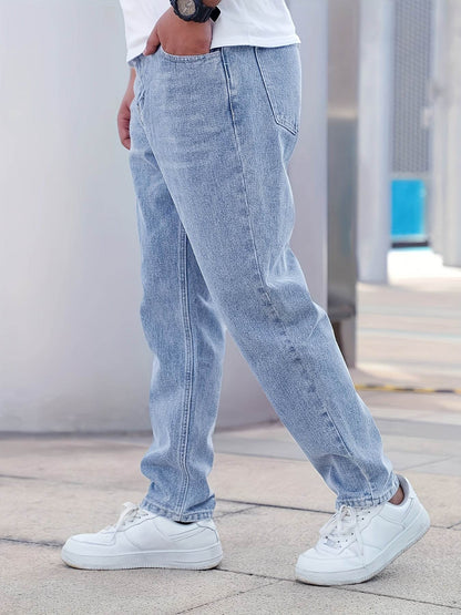Classic Fit Cotton Blend Denim Jeans - Casual Street Style for Men - Buy Center US