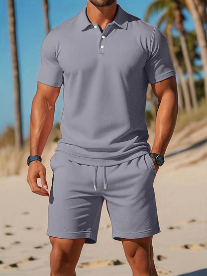 Men's Casual Summer Polo & Shorts Set - Breathable Quick-Dry Fabric - Buy Center US