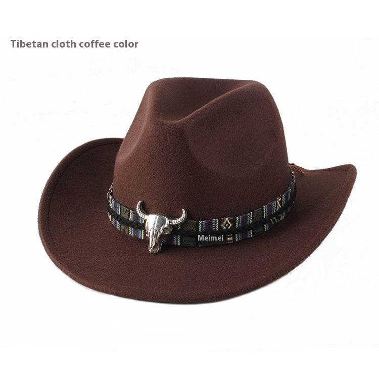 Woolen Cowboy Hat for Men & Women - Adjustable Ethnic Style Summer Accessory - Buy Center US