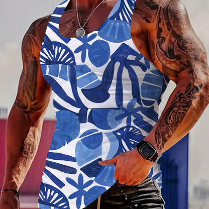 Men's Lion Graphic Print Tank Top - Casual Summer Vest, Skinny Fit - Buy Center US