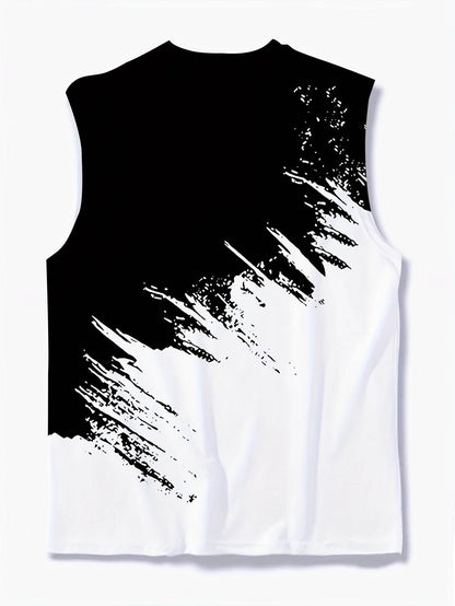 Ti Lixia Gradient 3D Printing Men's Vest - Comfortable Sleeveless Casual T-Shirt - Buy Center US