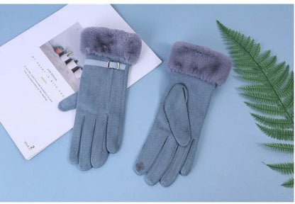 Touch Screen Fleece Cycling Gloves - Warm, Windproof Suede for Winter - Buy Center US