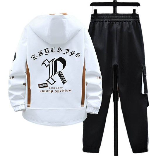 Buycenter Men's Fall Leisure Set - Hooded Jacket & Trousers, Casual Style - Buy Center US