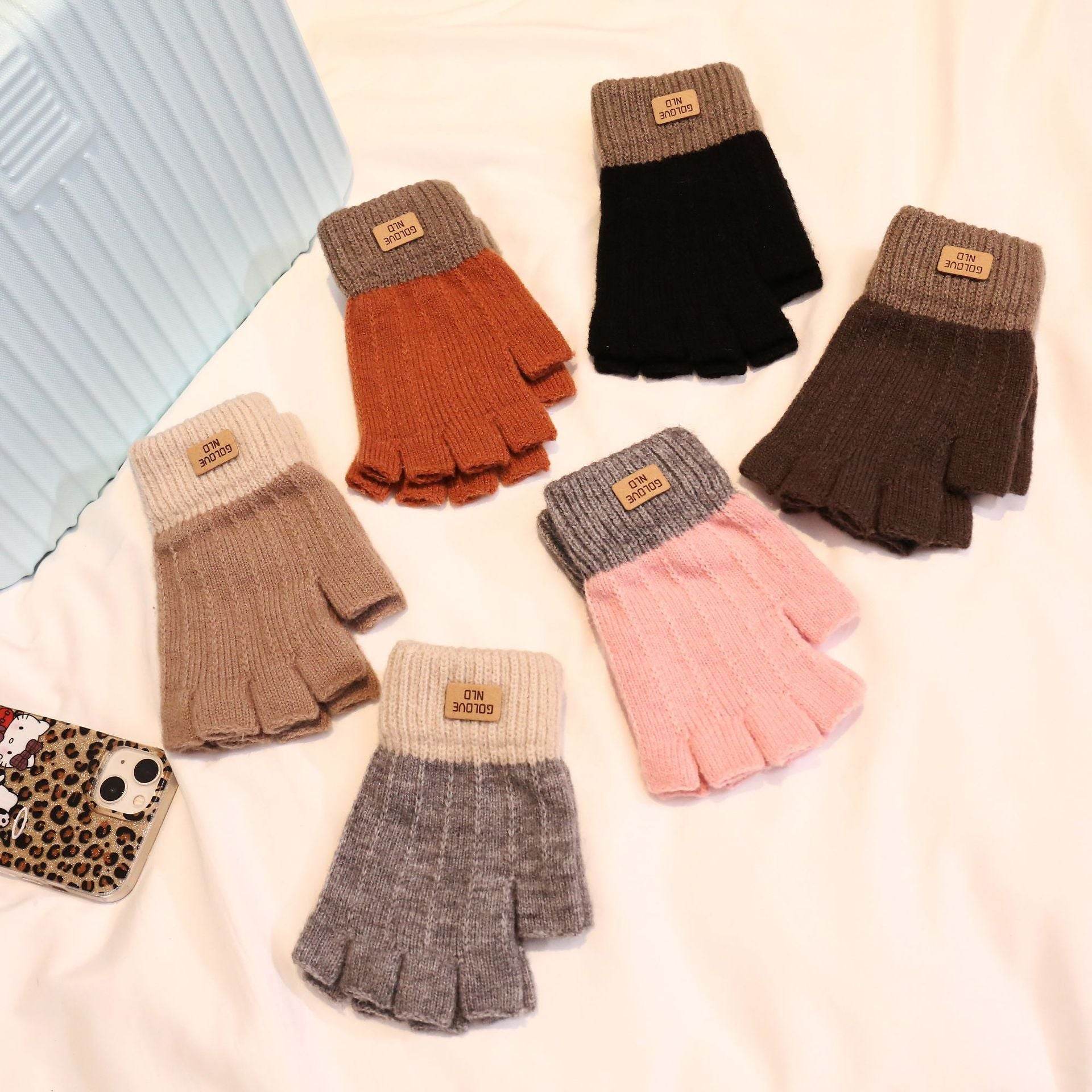 Warm Wool Knitted Half Finger Gloves - Touch Screen & Windproof - Buy Center US