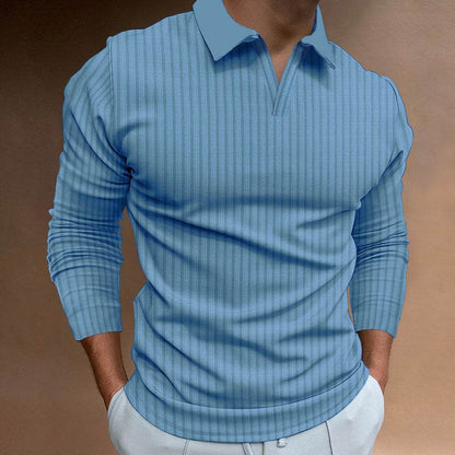 Solid Color Men’s Long Sleeve Lapel Shirt - Casual Fitness Style - Buy Center US