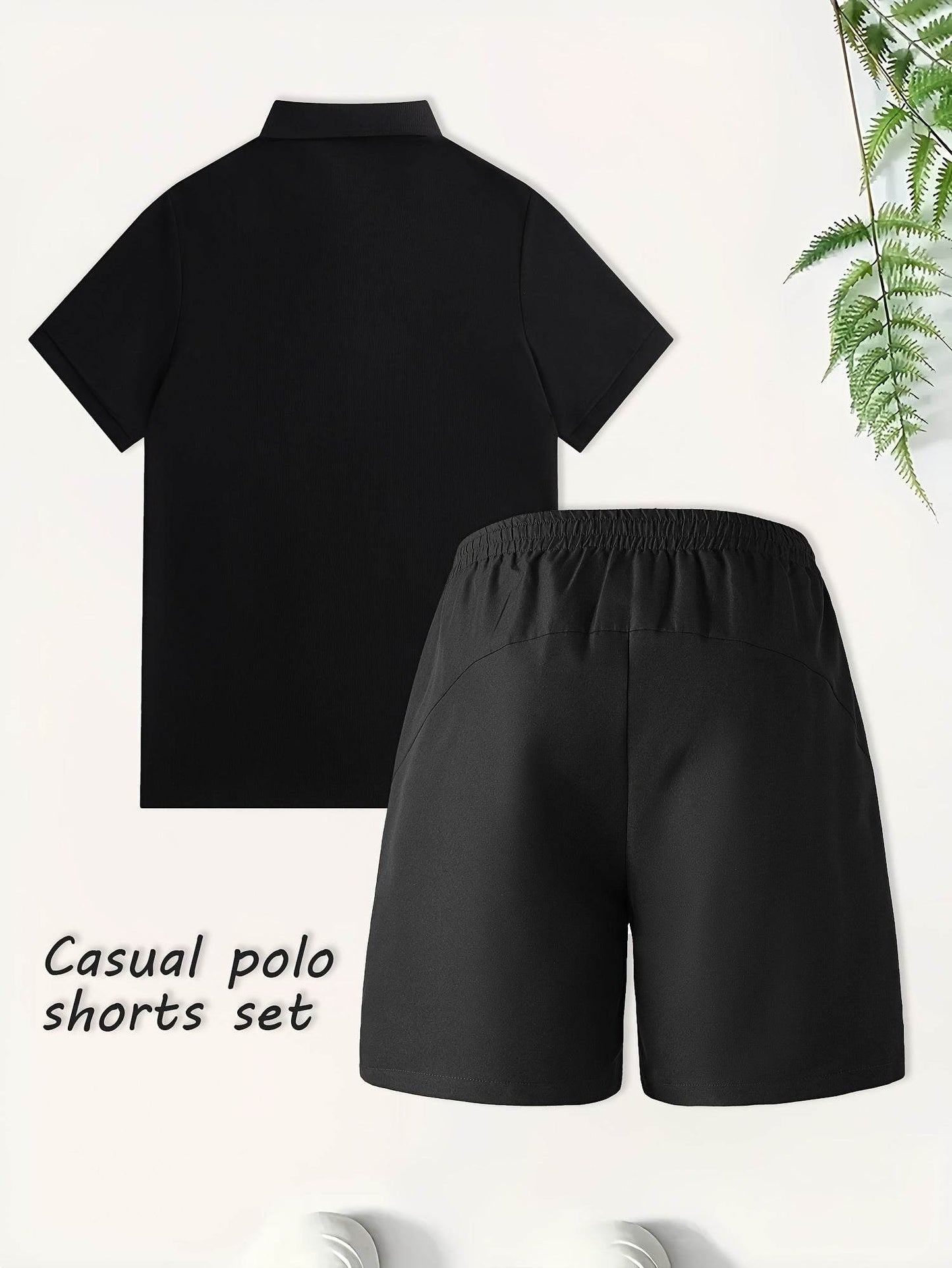 Men's Summer Black Polo & Shorts Set - Casual Golf Style, Loose Fit - Buy Center US