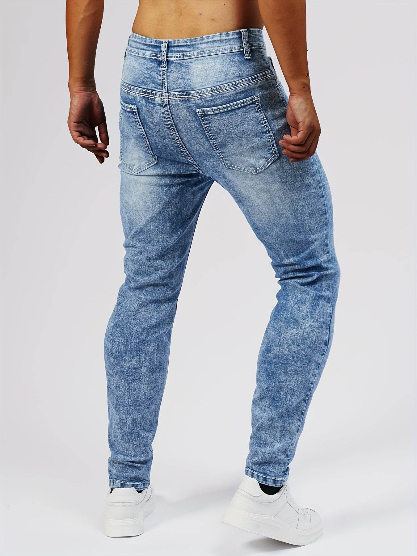 Trendy Solid Denim Pants for Men - Skinny Fit Casual Jeans - Buy Center US