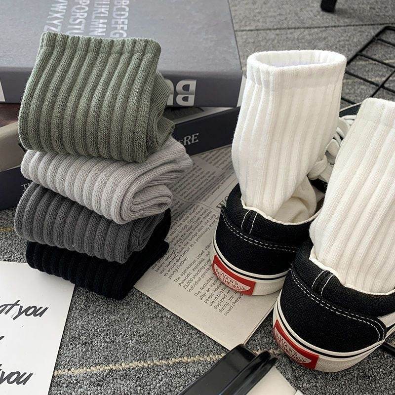 Buycenter Men's Mid-Calf Socks - Pure Color Casual Sports Style - Buy Center US