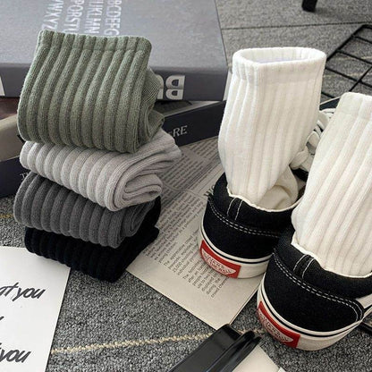 Buycenter Men's Mid-Calf Socks - Pure Color Casual Sports Style - Buy Center US