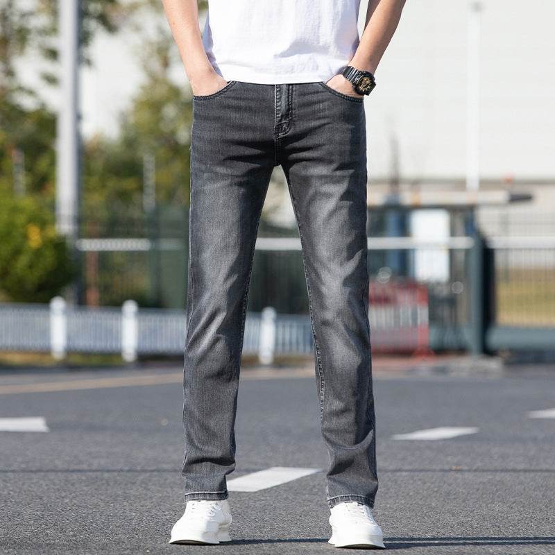 Buycenter Men's Slim-Fit Summer Jeans - Thin, Straight Leg Trousers - Buy Center US