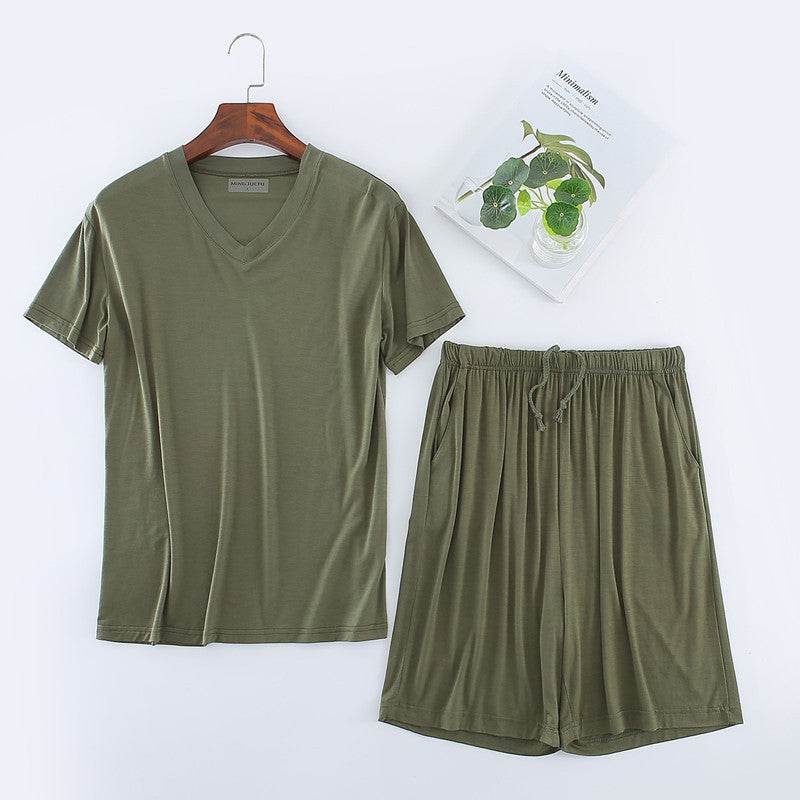Buycenter Men's Modal T-shirt Set - Comfortable Short Sleeve Home Suit - Buy Center US