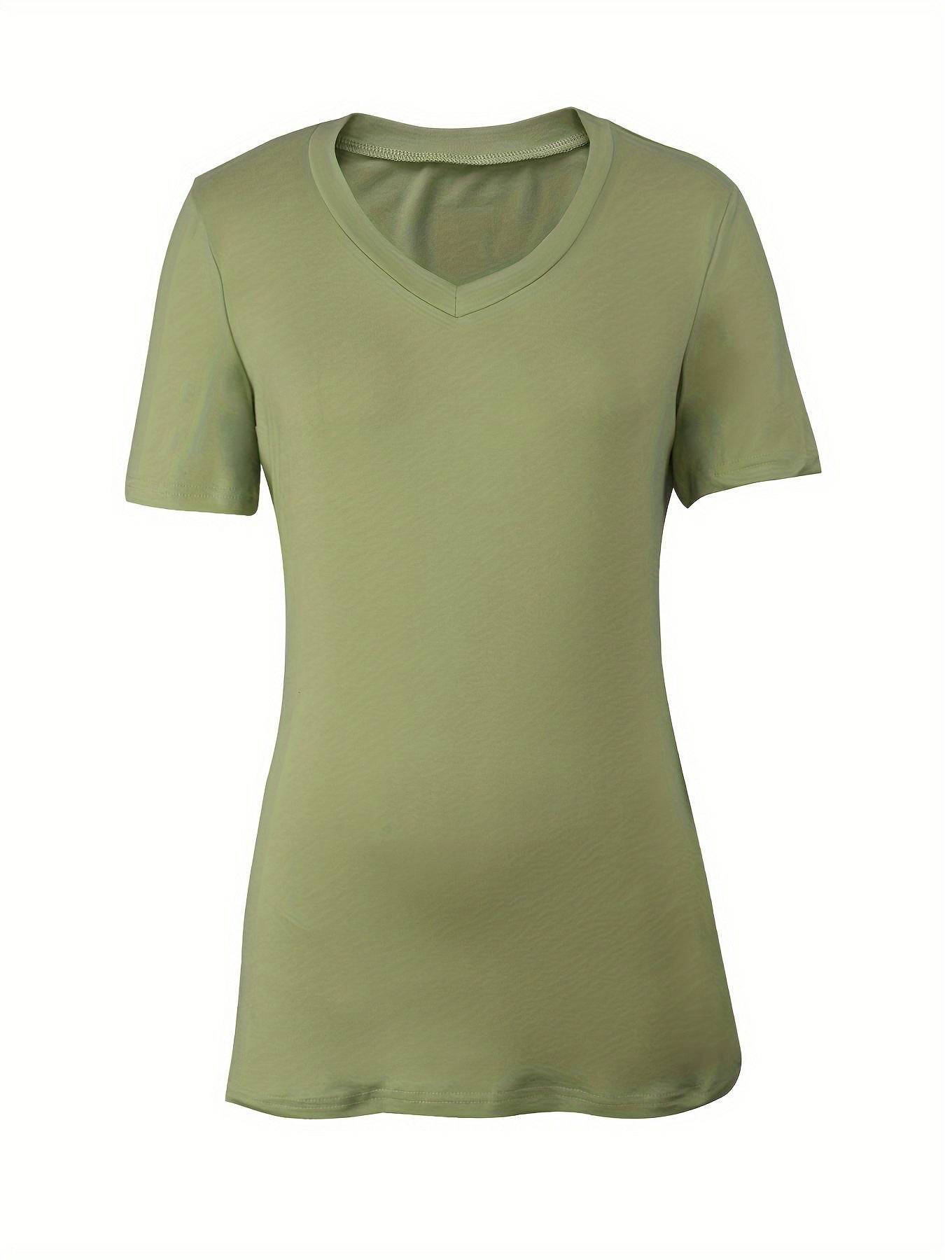 Women's V-neck Slim-fit Top - Short Sleeve, Available in Multiple Colors - Buy Center US