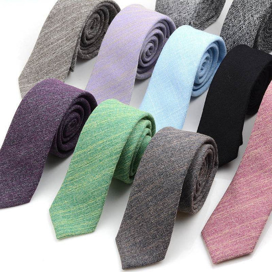 Buycenter 6cm Men's Casual Solid Color Cotton and Linen Bow Tie - Buy Center US